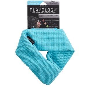 All Natural Peanut Butter Scented Plush Crinkle Ring Dog Toy from Playology